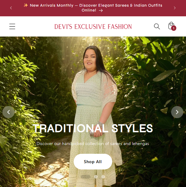 Devi's Exclusive Fashion Website