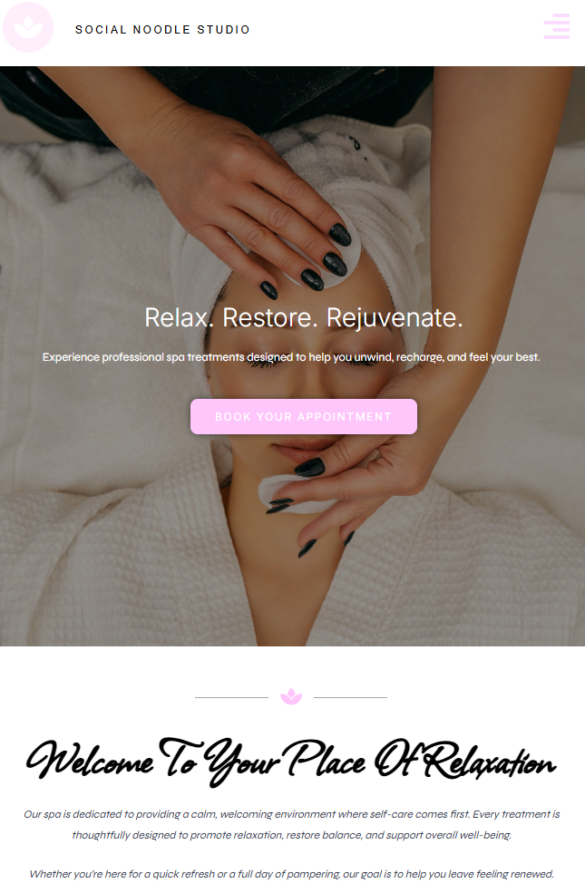 Royal Palm Beach Web Design & SEO | Social Noodle Studio 4 Spa Website Homepage