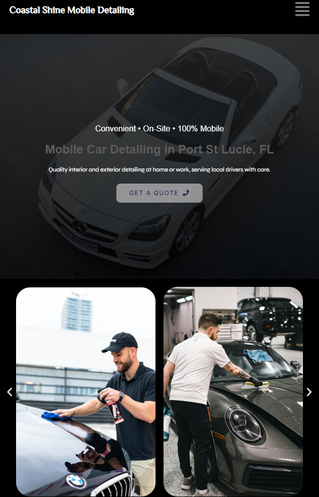 Royal Palm Beach Web Design & SEO | Social Noodle Studio 3 Mobile Detailing Website Homepage