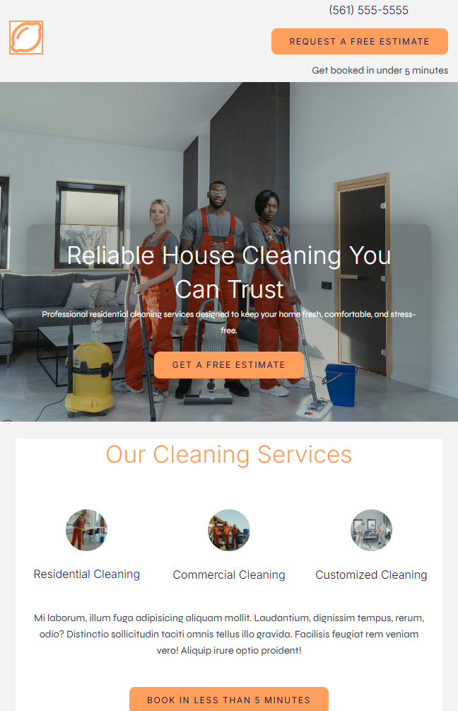 Royal Palm Beach Web Design & SEO | Social Noodle Studio 2 Cleaning Company Website Homepage