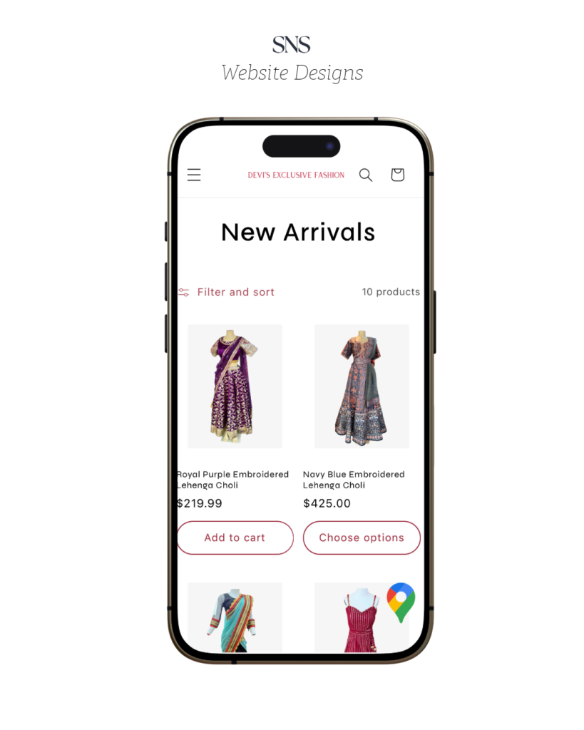 E commerce store website design